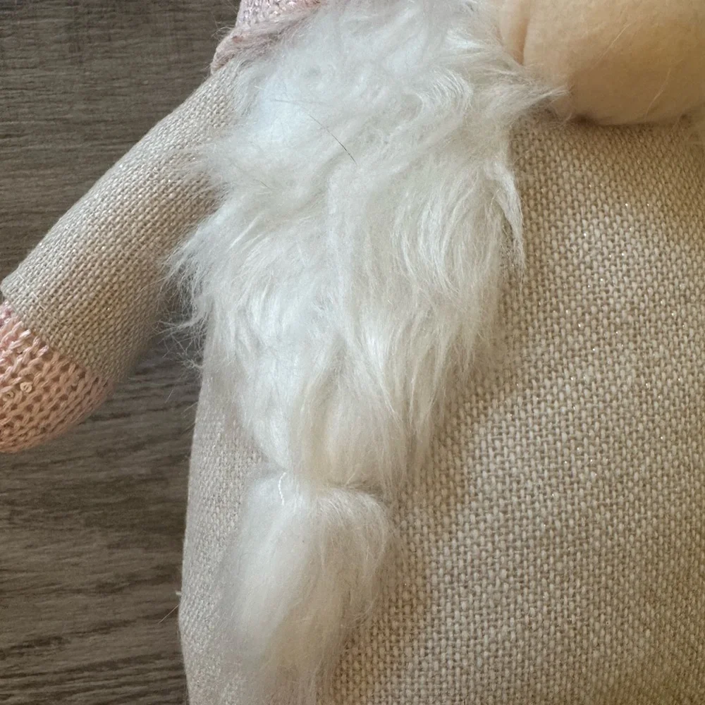 New Adorable Pink and Cream Sparkle Gnome Plush Decor